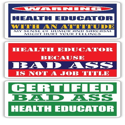 (x3) Certified Bad Ass Health Educator with an Attitude Stickers | Funny Occupation Job Career Gift Idea | 3M Vinyl Sticker Decals for laptops, Hard Hats, Windows