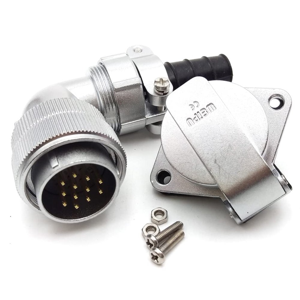 FORTTAR WEIPU WF28 TV + ZG 12 pin Waterproof Connector, 10A 500V High Voltage Aviation Electrical AC DC Signal LED Heavy Industrial Equipment Plug Socket (Angle, Flange Panel Mount, 12 Pin)