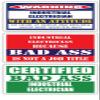 (x3) Certified Bad Ass Industrial Electrician with an Attitude Stickers | Funny Occupation Job Career Gift Idea | 3M Vinyl Sticker Decals for laptops, Hard Hats, Windows view 1