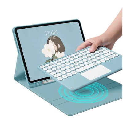 Galaxy Tab A7 10.4'' Touch Keyboard case Color Cute Round Key with touchpad Detachable Wireless Bluetooth Keyboard Cover for Galaxy Tab A7 10.4 inch 2020 SM-T500/T505/T507 (Galaxy Tab S6 Lite, Blue)