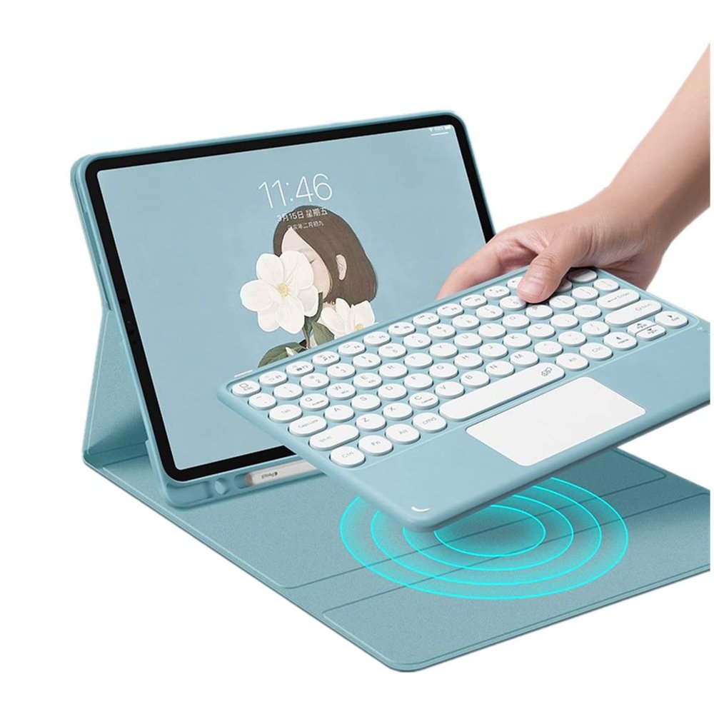 Galaxy Tab A7 10.4'' Touch Keyboard case Color Cute Round Key with touchpad Detachable Wireless Bluetooth Keyboard Cover for Galaxy Tab A7 10.4 inch 2020 SM-T500/T505/T507 (Galaxy Tab S6 Lite, Blue)
