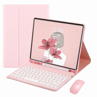 Galaxy Tab S6 Lite 10.4 inch 2024/2022/2020 Keyboard case with Bluetooth Mouse Magnetic Detachable Color Keyboard Slim Bluetooth Keyboard,Pink