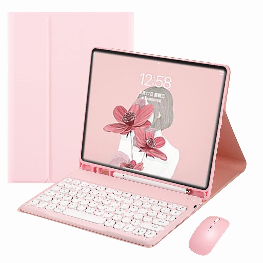 Galaxy Tab S6 Lite 10.4 inch 2024/2022/2020 Keyboard case with Bluetooth Mouse Magnetic Detachable Color Keyboard Slim Bluetooth Keyboard,Pink