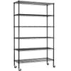 BLKMTY 6-Tier Wire Shelving Unit, Adjustable Storage Shelves, Heavy Duty Storage Rack with Wheels, Metal Wire Shelf for Garage Basement Steel Racks, 2100lbs Capacity, 48"x18"x82", Black view 1