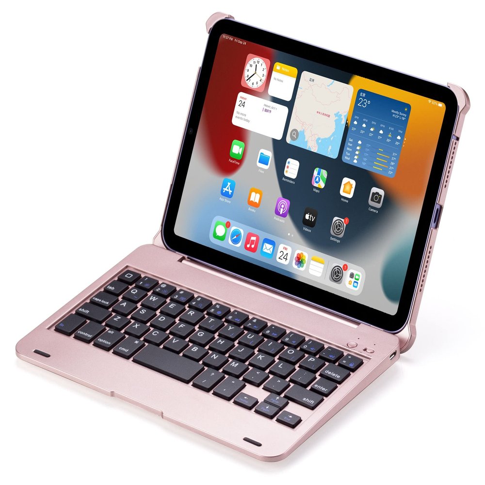 2021 New iPad mini6 Keyboard Cover 130Smart Folio Hard Back Cover Auto Sleep/Wake Ultra Slim Bluetooth Keyboard for iPad Mini 2021 6th Generation 8.3 inch (iPad mini62021, Rose Gold)