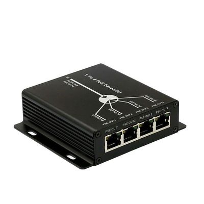 HKBTM POE Extender RJ45 4-Port 10/100M IEEE802.3at (Power-in) to IEEE802.3af (Power-Out) for Ethernet/PoE Power AP, IP Camera, IP Telephone and Other Network equipments