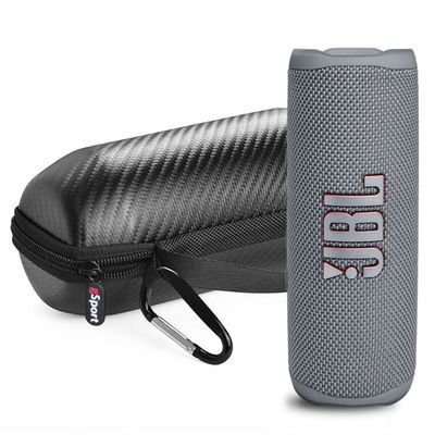 JBL FLIP 6 Waterproof Portable Speaker Bundle with gSport Carbon Fiber Case (Gray)
