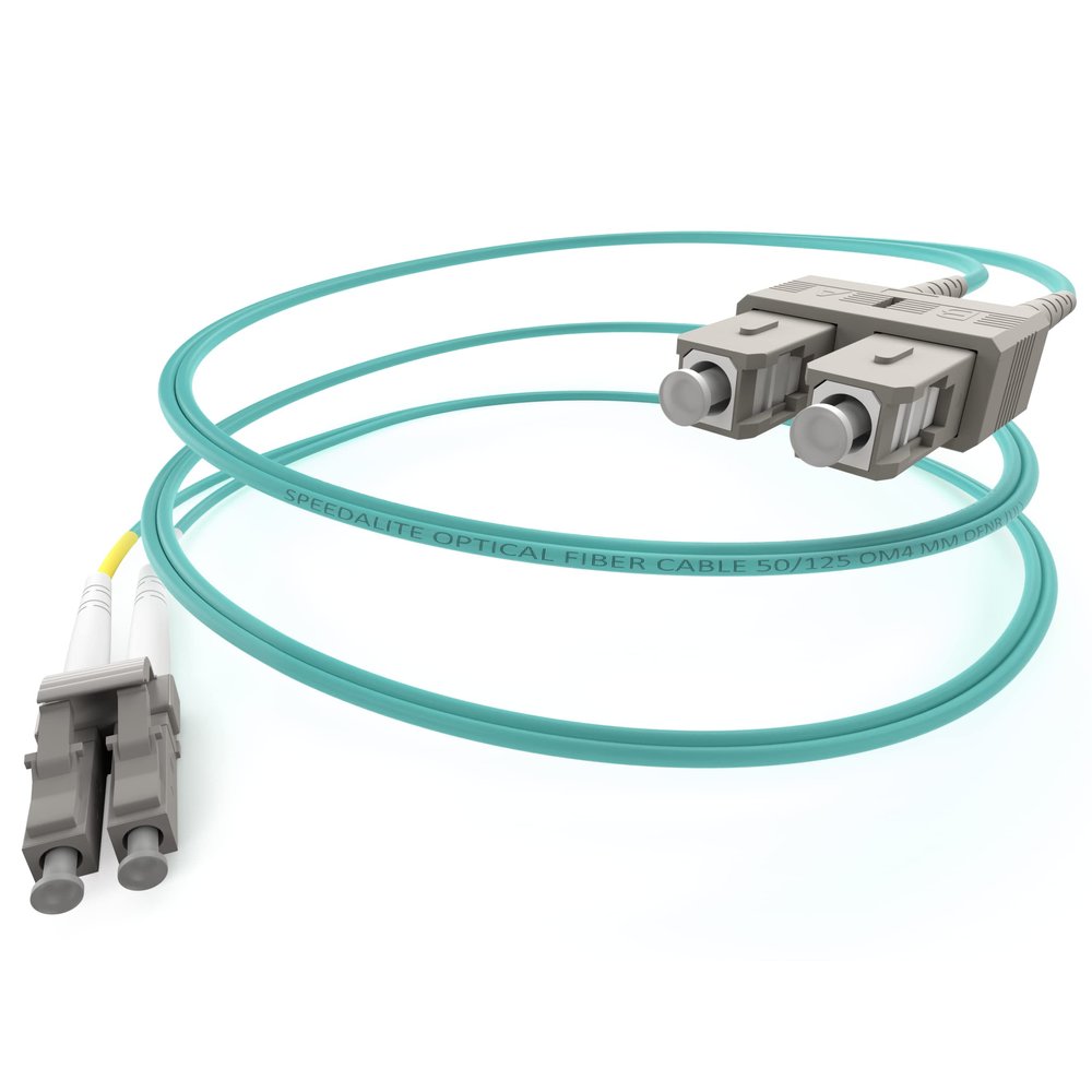 SpeedaLite 3M LC to SC Fiber Patch Cable OM4 Multimode Duplex 100Gig OFNR, 3 Meter