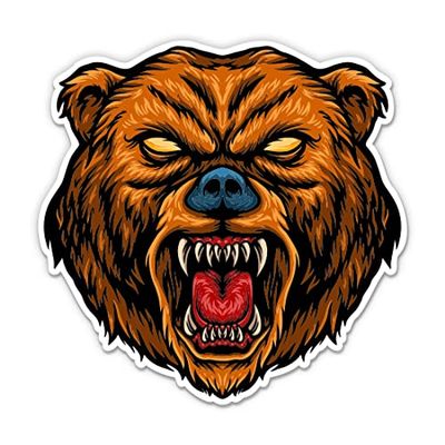 Angry Bear Sticker - Grizzly Vinyl Decal - 3 in