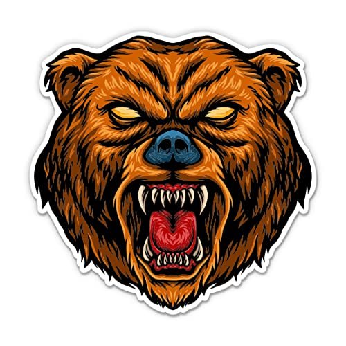 Angry Bear Sticker - Grizzly Vinyl Decal - 3 in