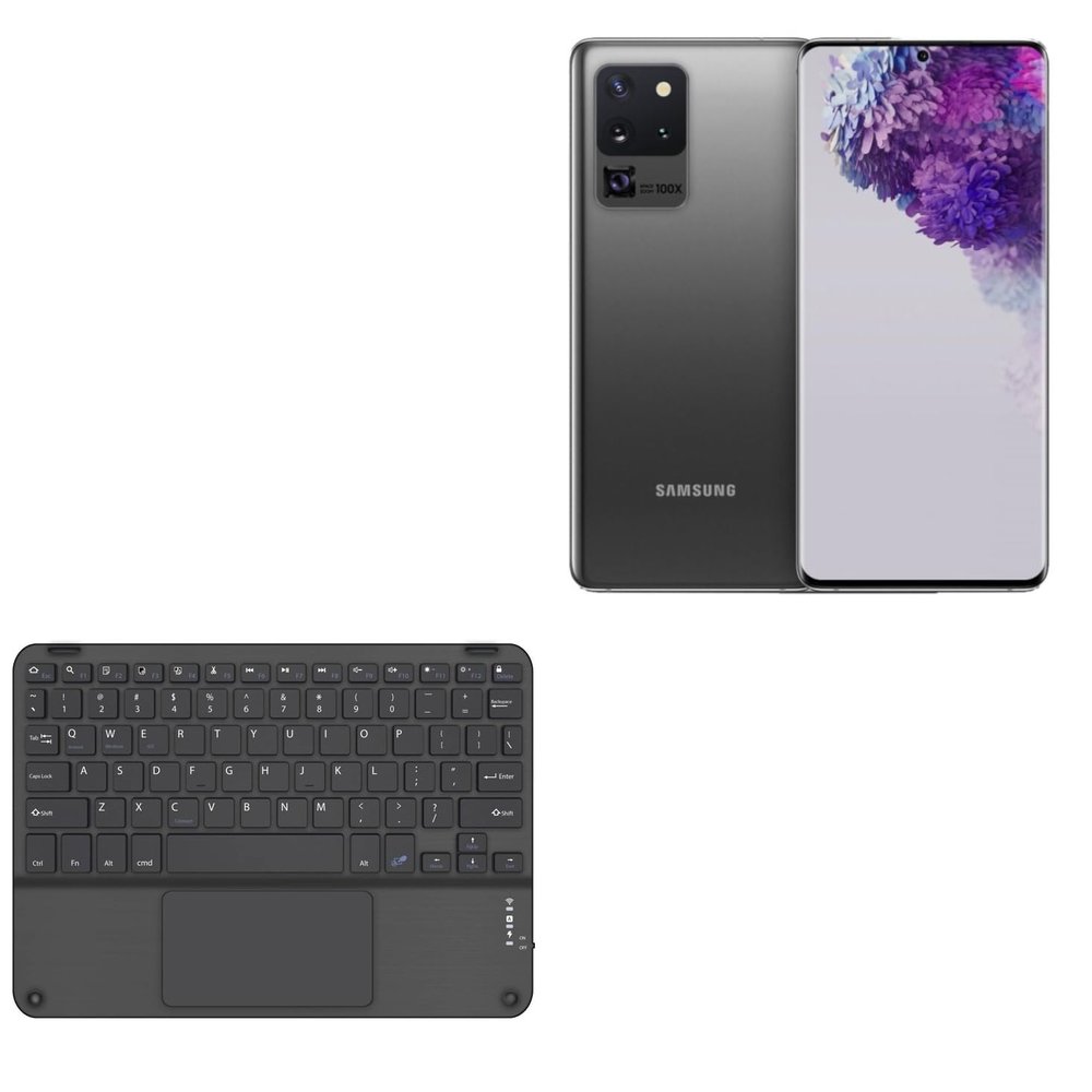 BoxWave Keyboard Compatible with Samsung Galaxy S20 5G - SlimKeys Bluetooth Keyboard with Trackpad, Portable Slim TouchPad - Jet Black
