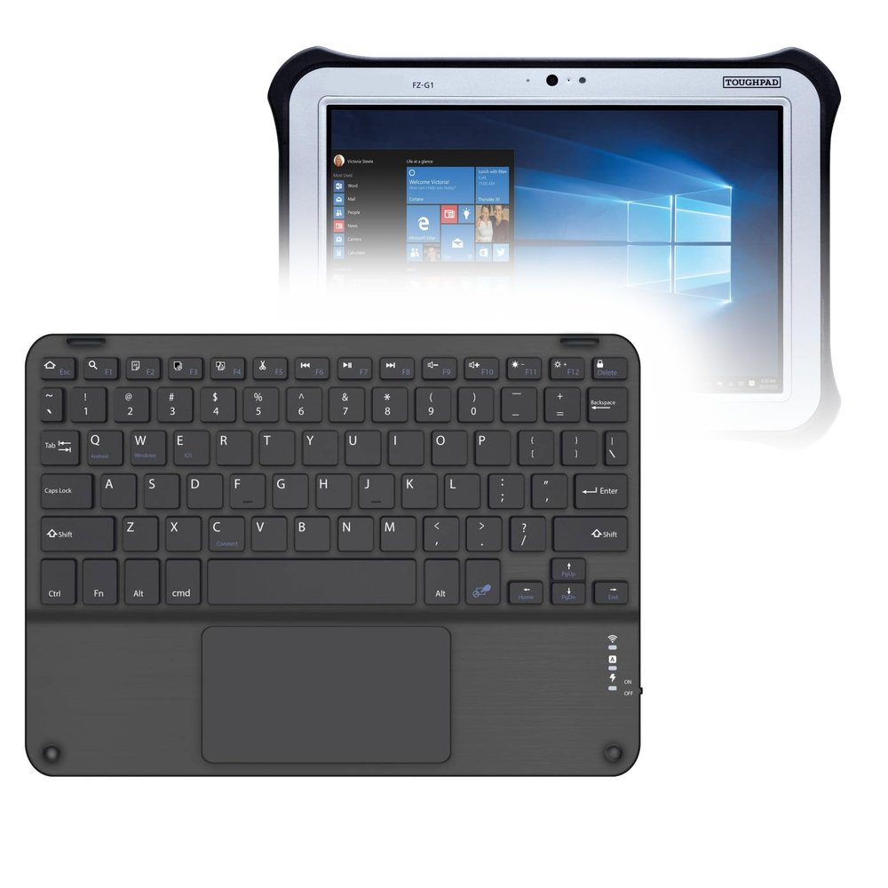 BoxWave Keyboard Compatible with Panasonic Toughpad FZ-G1 - SlimKeys Bluetooth Keyboard with Trackpad, Portable Slim TouchPad - Jet Black