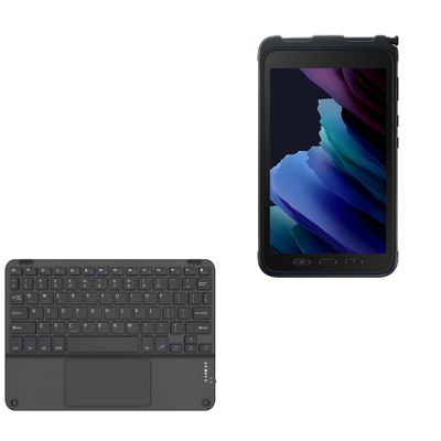 BoxWave Keyboard Compatible with Samsung Galaxy Tab Active 3 - SlimKeys Bluetooth Keyboard with Trackpad, Portable Slim TouchPad - Jet Black