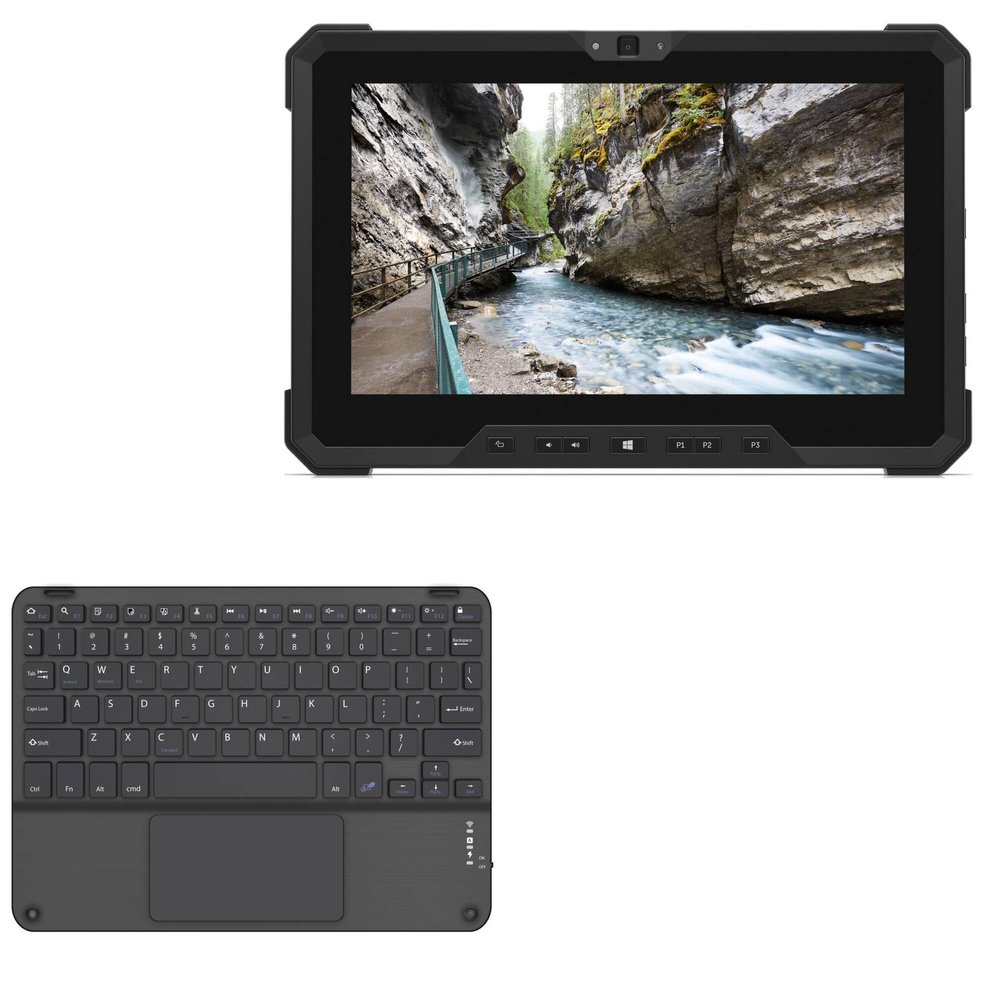 BoxWave Keyboard Compatible with Dell Latitude 7212 Rugged Extreme Tablet - SlimKeys Bluetooth Keyboard with Trackpad, Portable Slim TouchPad - Jet Black