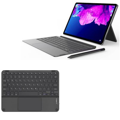 BoxWave Keyboard Compatible with Lenovo Tab P11 Pro - SlimKeys Bluetooth Keyboard with Trackpad, Portable Slim TouchPad - Jet Black