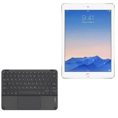 BoxWave Keyboard Compatible with iPad Air (2th Gen 2014) - SlimKeys Bluetooth Keyboard with Trackpad, Portable Slim TouchPad - Jet Black