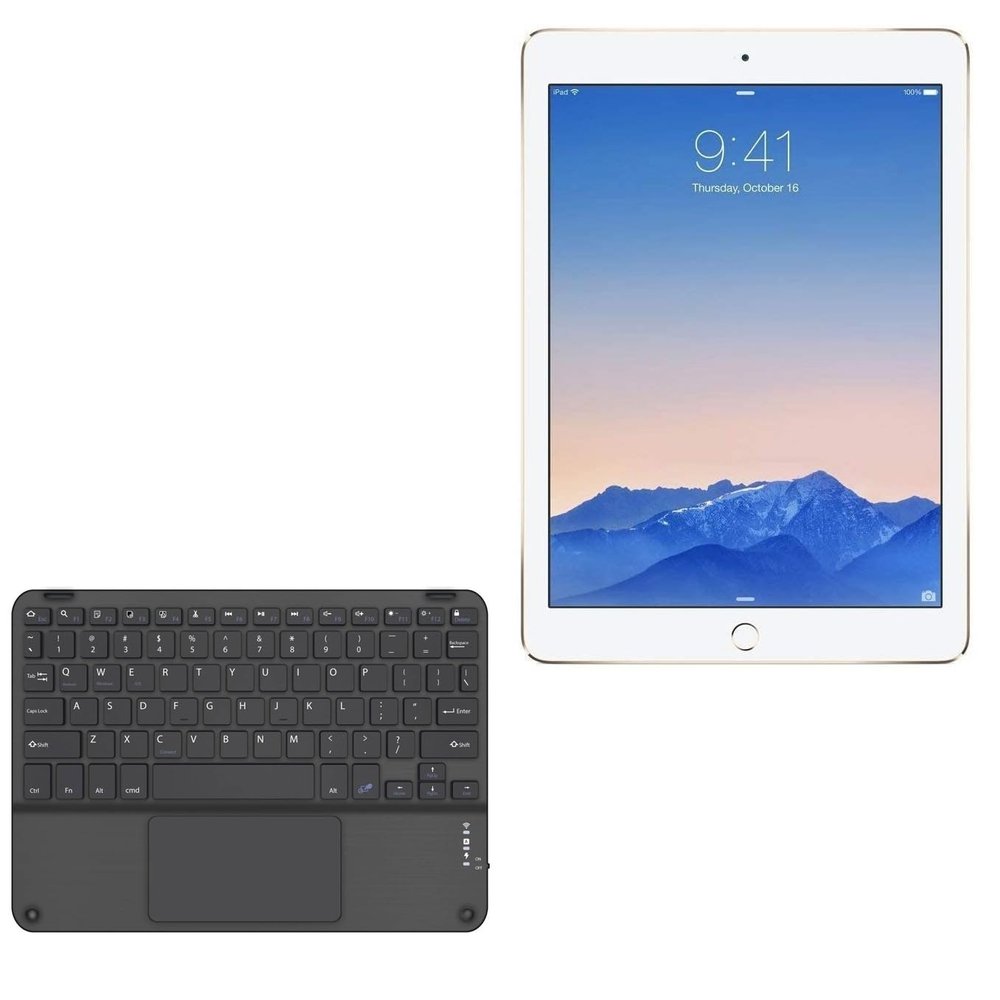BoxWave Keyboard Compatible with iPad Air (2th Gen 2014) - SlimKeys Bluetooth Keyboard with Trackpad, Portable Slim TouchPad - Jet Black