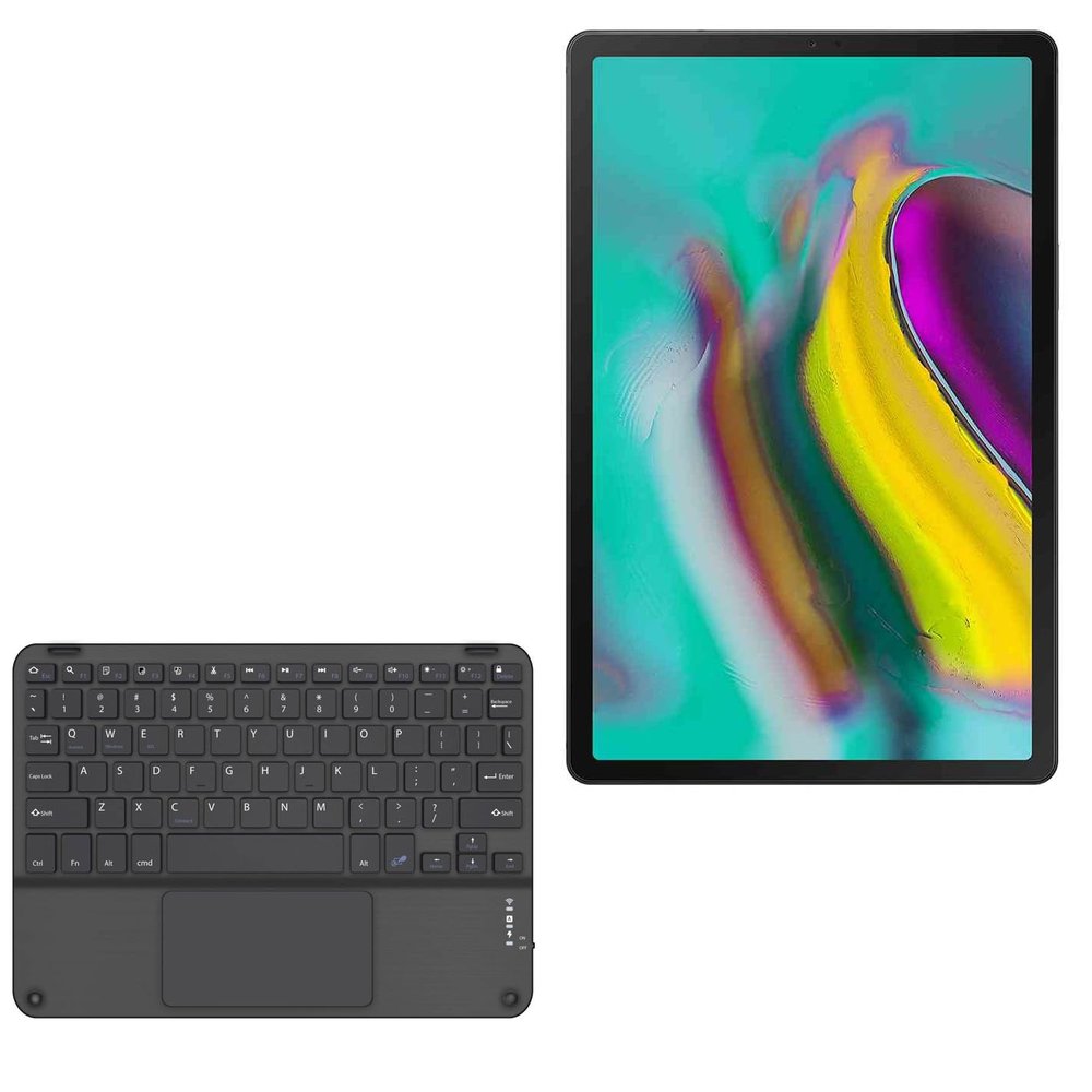 BoxWave Keyboard Compatible with Samsung Galaxy Tab S5e Wi-Fi - SlimKeys Bluetooth Keyboard with Trackpad, Portable Slim TouchPad - Jet Black