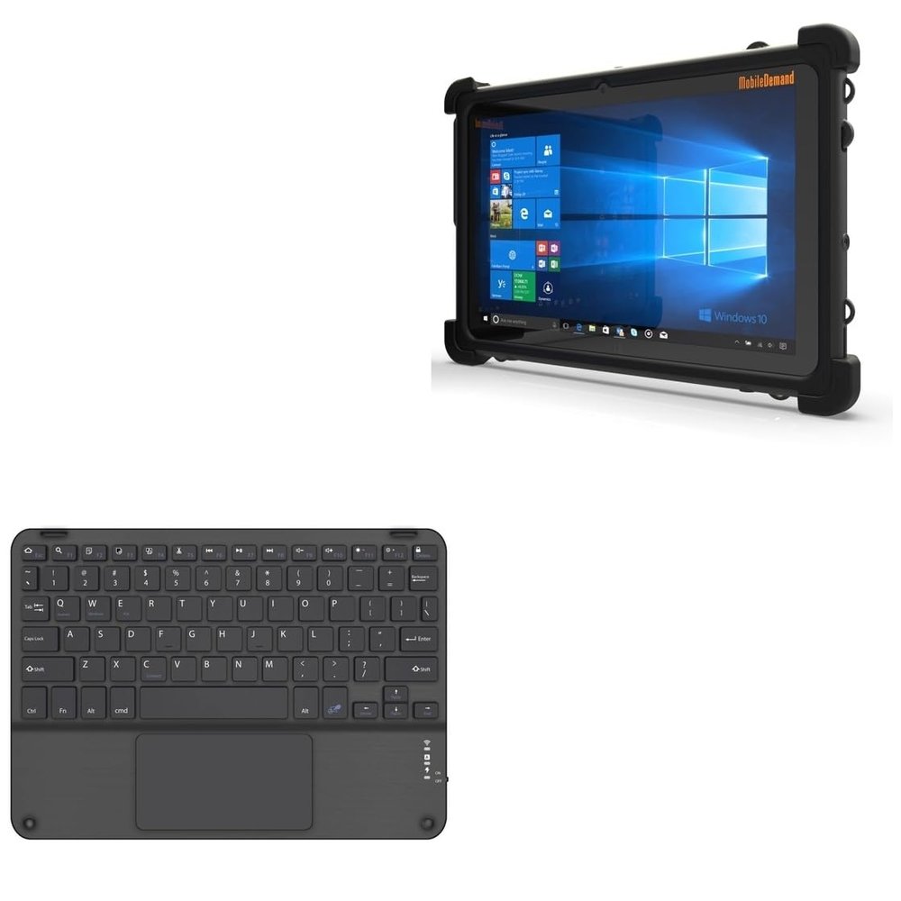 BoxWave Keyboard Compatible with MobileDemand xTablet Flex 10B - SlimKeys Bluetooth Keyboard with Trackpad, Portable Slim TouchPad - Jet Black