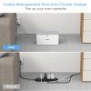 TESSAN Power Strip with Cable Management Box, 5 ft Flat Plug Extension Cord, 4 Outlets 2 USB Ports with Overload Switch, Mountable White Power Cord Organizer Charging Station for Dorm, Office, Home view 3