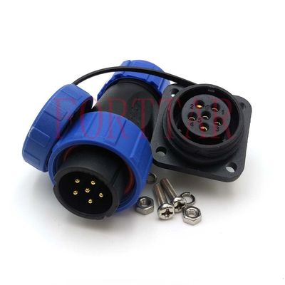 FORTTAR SP21 Series 6 pin Waterproof Connector, 6 Wire Aviation Industrial High Voltage Electrical Heavy Circular Bulkhead Plug Socket, IP67 (Bulkhead Panel Mount, 6 Pin)