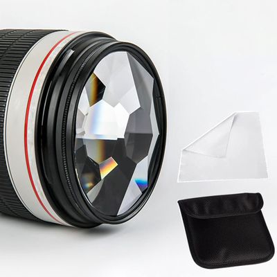 77mm Kaleidoscope Glass Prism, Main Object Multiple Refraction Photography Prism Filter,Kaleidoscope Prism Camera Glass Filter Variable Number of Subjects SLR Photography Accessories
