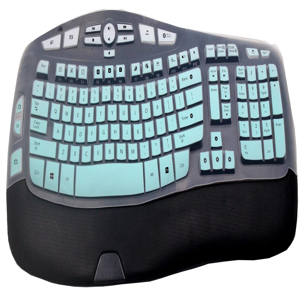 Dust-Proof Silicone Keyboard Protector Skin Cover Compatible with Logitech K350 MK550 MK570 Wireless Wave Keyboard (Mint Ombre)