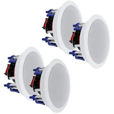 Herdio in Ceiling Speakers 2 Way 5.25" 600 Watts Passive Wired Flush Mount for Home Theater Living Room Office Covered Porches(2Pairs, Paintable-Grille)