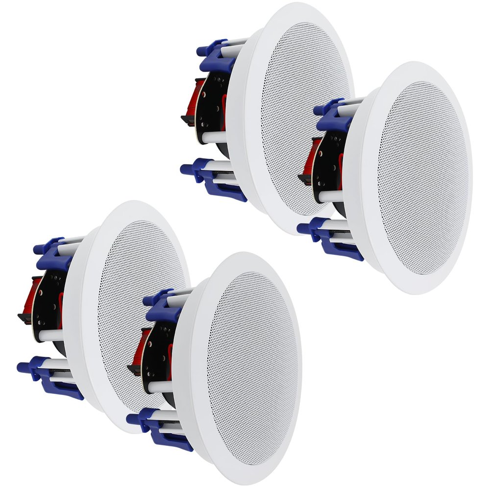 Herdio in Ceiling Speakers 2 Way 5.25" 600 Watts Passive Wired Flush Mount for Home Theater Living Room Office Covered Porches(2Pairs, Paintable-Grille)