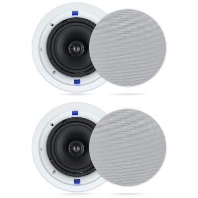 Herdio Passive Ceiling Speakers 6.5 Inch, 320W 2-Way Round Flush Mount Speakers, Easy to Install, Suitable for Home Theater Living Room Office, (White, Pair)