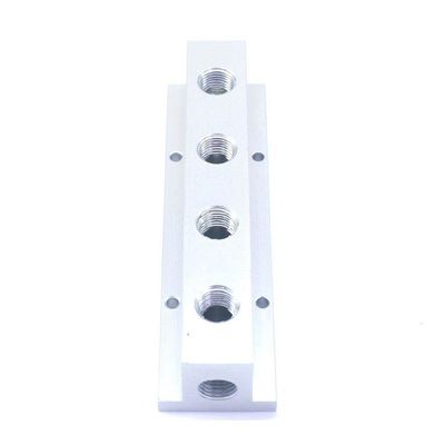 1/4" BSP Female 4 Way Solid Aluminum T-Shape Air Manifold Block Splitter