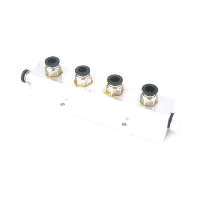 Push Fit 8mm 4 Way Solid Aluminum T-Shape Air Manifold Block Splitter