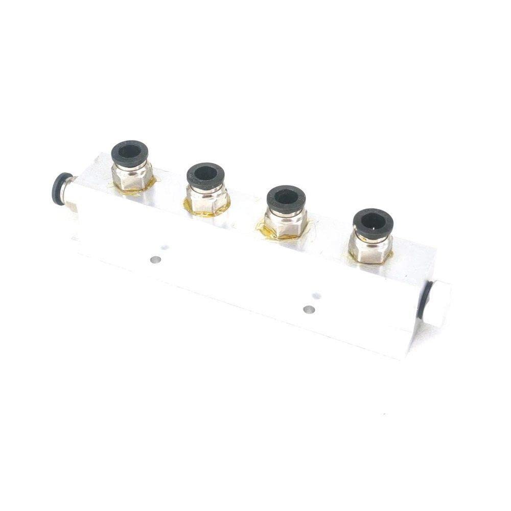 Push Fit 8mm 4 Way Solid Aluminum T-Shape Air Manifold Block Splitter