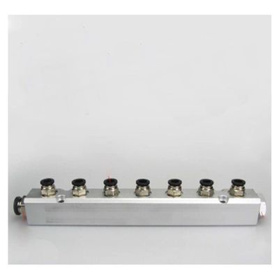 30x30mm G1/4" Out G1/2" in 7 Way Pneumatic Fitting Air Manifold Block Splitter