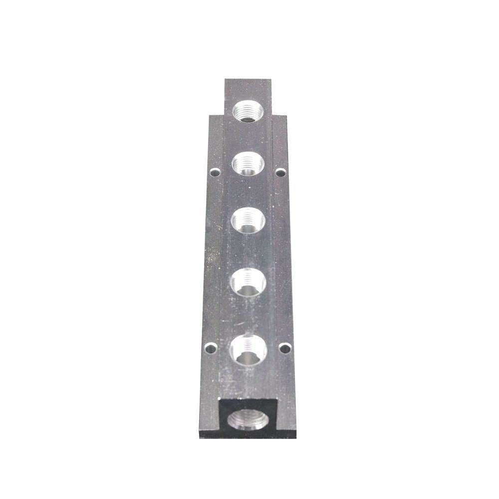1/4" BSP Female 5 Way Solid Aluminum T-Shape Air Manifold Block Splitter