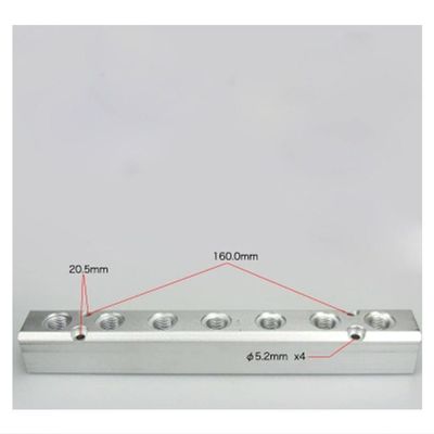G1/2" in G1/4" Out 7 Way 9 Ports 30x30mm Pneumatic Aluminum Manifold Block Splitter