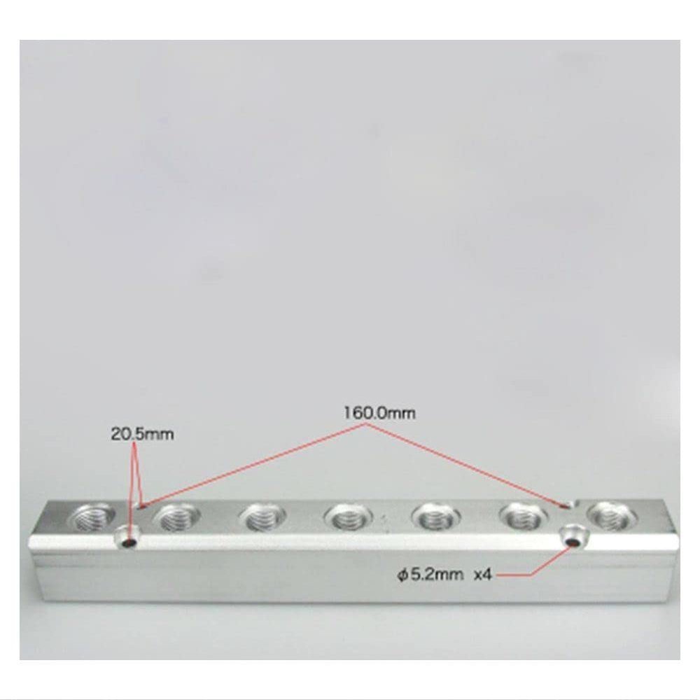 G1/2" in G1/4" Out 7 Way 9 Ports 30x30mm Pneumatic Aluminum Manifold Block Splitter