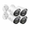 SANNCE Full Color Night Vision Security Camera, 4pcs 1080P TVI Wired CCTV Surveillance Camera for Home, Indoor Outdoor Use, Built-in 3500K Smart Warm Spotlight LED, 4 Cameras with Adapter & Cables view 1