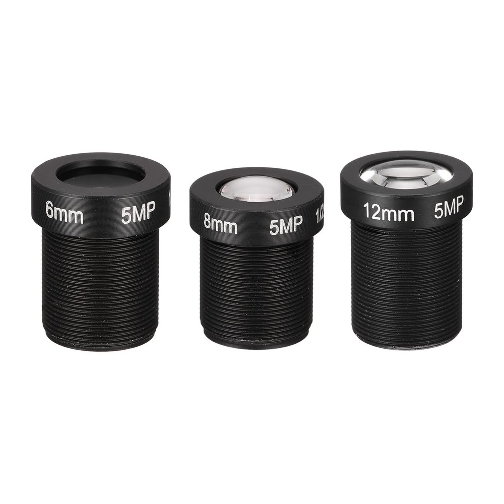 MECCANIXITY CCTV Lens 6mm/8mm/12mm 5MP F2.0 FPV Wide Angle for CCD Camera, 3 Pack