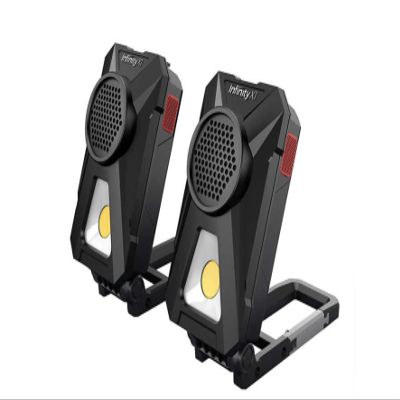 Infinity X1 Stereo, Wireless, Rechargeable 700 Lumens Worklight with Bluetooth Speakers 2-Pack
