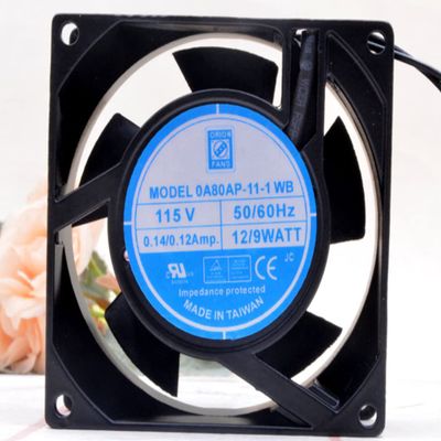 0A80AP-11-1 WB 80x80x38mm 115V 0.12A 12/9W 3000PM 40CFM 8CM 2-Wire Cooling Fan