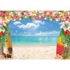 LIVUCEE 10x8ft Summer Hawaiian Luau Beach Backdrop for Photography Tropical Flower Luau Hawaiian Party Decorations Aloha Blue Sky Ocean Palm Leaves Background Supplies Photoshoots view 1