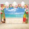 LIVUCEE 10x8ft Summer Hawaiian Luau Beach Backdrop for Photography Tropical Flower Luau Hawaiian Party Decorations Aloha Blue Sky Ocean Palm Leaves Background Supplies Photoshoots view 4