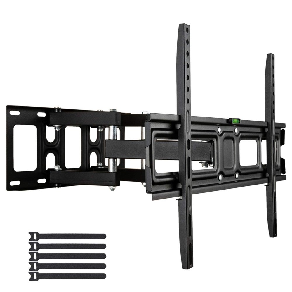 Adjustable TV Wall Mount for Most 32-70 Inch Flat Curved TVs with Swivels with Spirit Level,20 Degrees Tilting & Extends 17 Inch - Wall Mount TV Bracket VESA 600x400 Up to 110 lbs, Black Tmds-101
