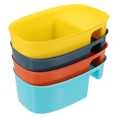 FAVOMOTO 4pcs Drain Sink Storage Basket Creative Vegetable Fruit Washing Colander Dry-wet Separation Efficient Drain Design Kitchen Use Multiple Colors Included
