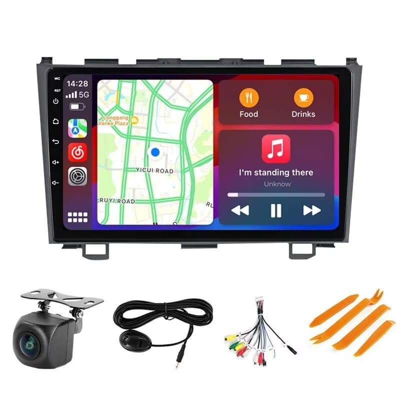 5GWiFi Upgrade Stereo Radio for Honda CRV 2007 2008 2009 2010 2011 - Biorunn 8-Core Wireless Car-Play Android Auto GPS Navi - 2GB RAM 32GB ROM 9 Inch Touchscreen Blue-Tooth RDS FM AM DSP