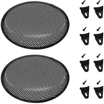 Auniwaig 12inch /307mm Speaker Grill, Circle Woofer Guard Protector Cover, Mesh Decorative, Audio Accessories, Black Metal Trim, for Speaker Mounting Home Audio DIY, 2Pcs
