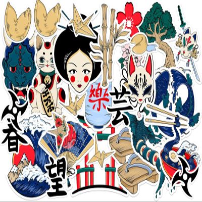 Cavka Vinyl Stickers Pack 30 PCS for Laptop Cute for Notebook Decals Waterproof for Bicycle for Skateboard Cup Maneki Neko Set for Planner Great Wave Koi Japanese for Water Bottles Anime for Luggage