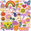 Cavka Vinyl Stickers Pack 38 PCS for Laptop Flowers Retro Decals Groovy for Planner for Skateboard Waterproof for Bicycle Indie Peace Hippie for Water Bottles for Luggage for Notebook Cup 60s Set view 2