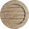 Ekena Millwork GVURRO15DRWPR Timberthane Riverwood Round Faux Wood Non-Functional, Primed Tan Urethane Gable Vents, 15"W x 15"H, Primed view 1
